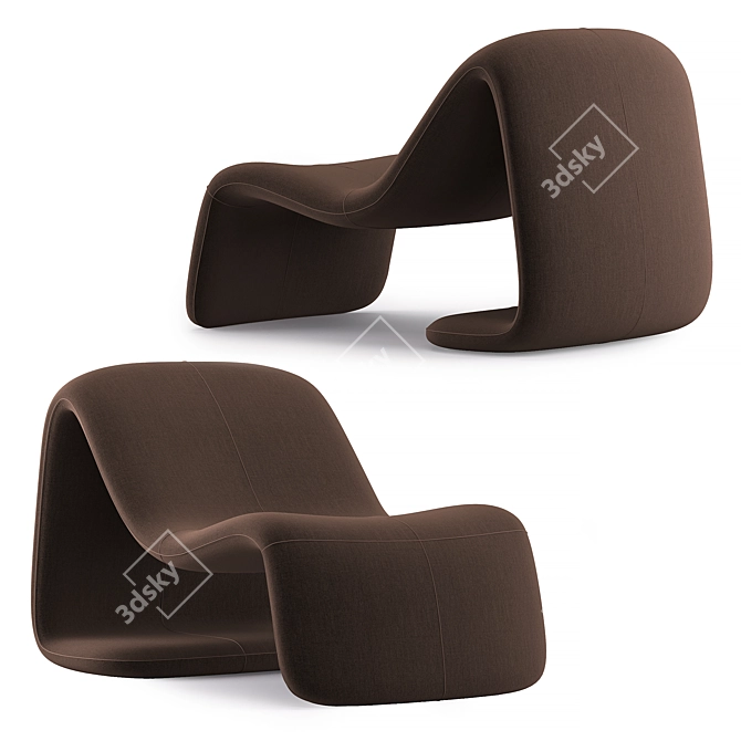 Elegant Mineira Armchair in Velvet 3D model image 2