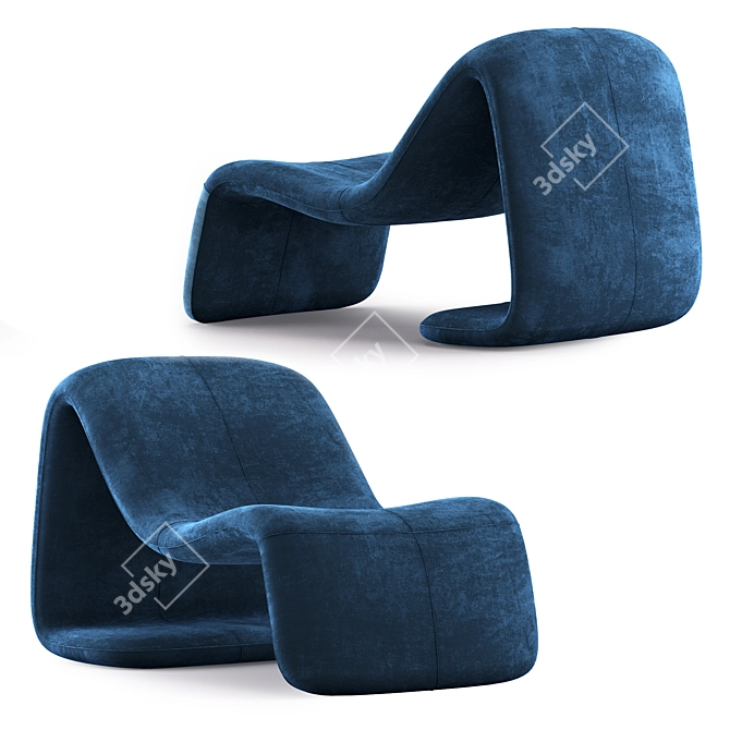 Elegant Mineira Armchair in Velvet 3D model image 3