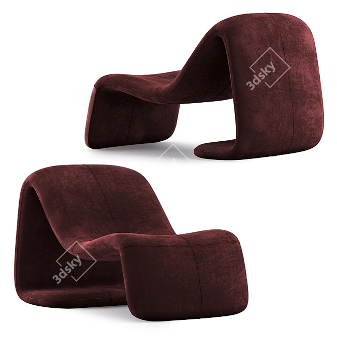 Elegant Mineira Armchair in Velvet 3D model image 4