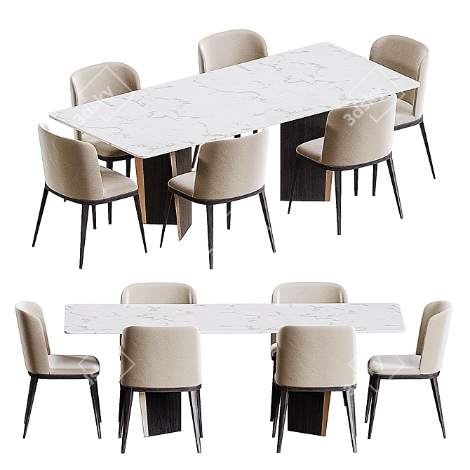 Elegant Dining Set Ensemble 3D model image 1