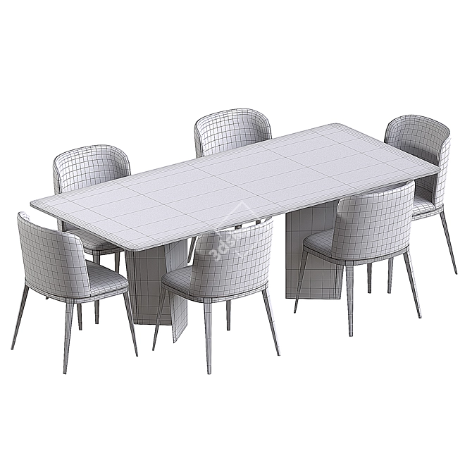 Elegant Dining Set Ensemble 3D model image 3