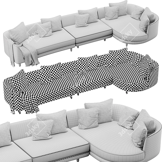 Elegant Rolf Benz Kumo Sofa 3D model image 6