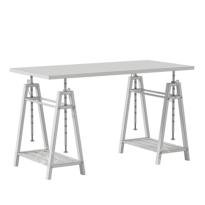 Urban Farmhouse Adjustable Height Desk 3D model image 7