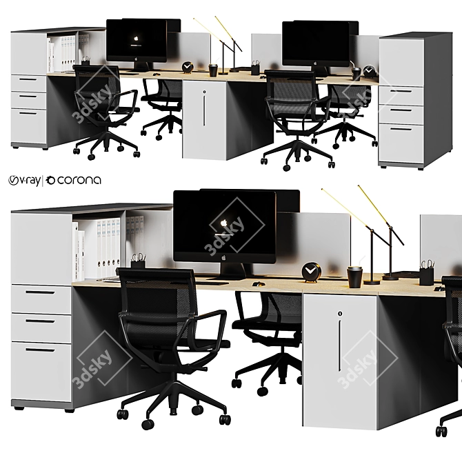 High Detail Modern Office Set 3D model image 1