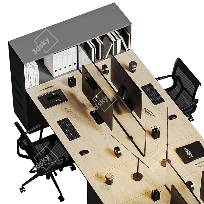 High Detail Modern Office Set 3D model image 4