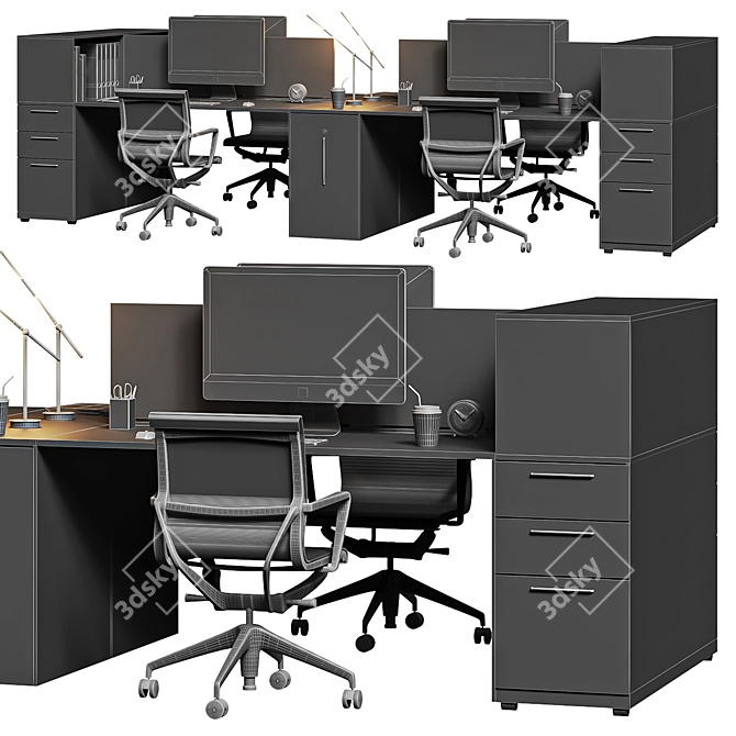 High Detail Modern Office Set 3D model image 7