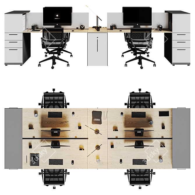 High Detail Modern Office Set 3D model image 8