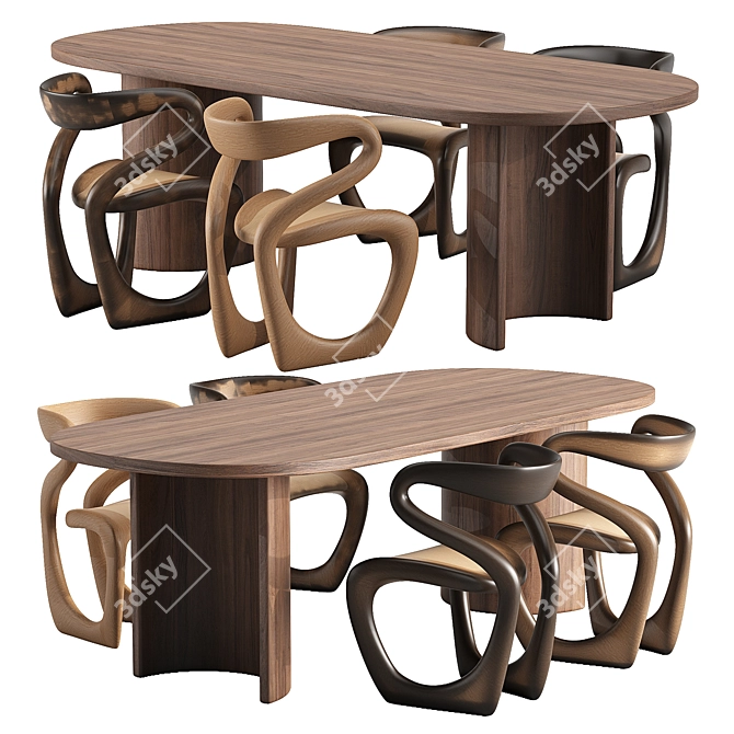 Modern 3D Dining Chair Model 3D model image 1