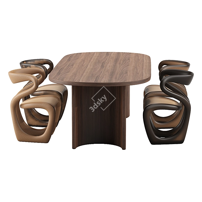 Modern 3D Dining Chair Model 3D model image 3