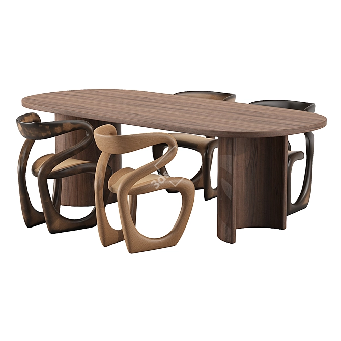 Modern 3D Dining Chair Model 3D model image 4