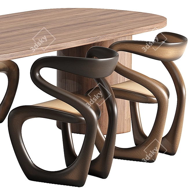 Modern 3D Dining Chair Model 3D model image 5