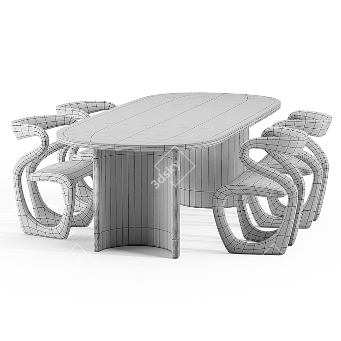 Modern 3D Dining Chair Model 3D model image 6