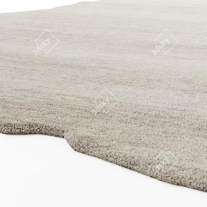 Organic Dusty Beige Wool Rug 3D model image 6