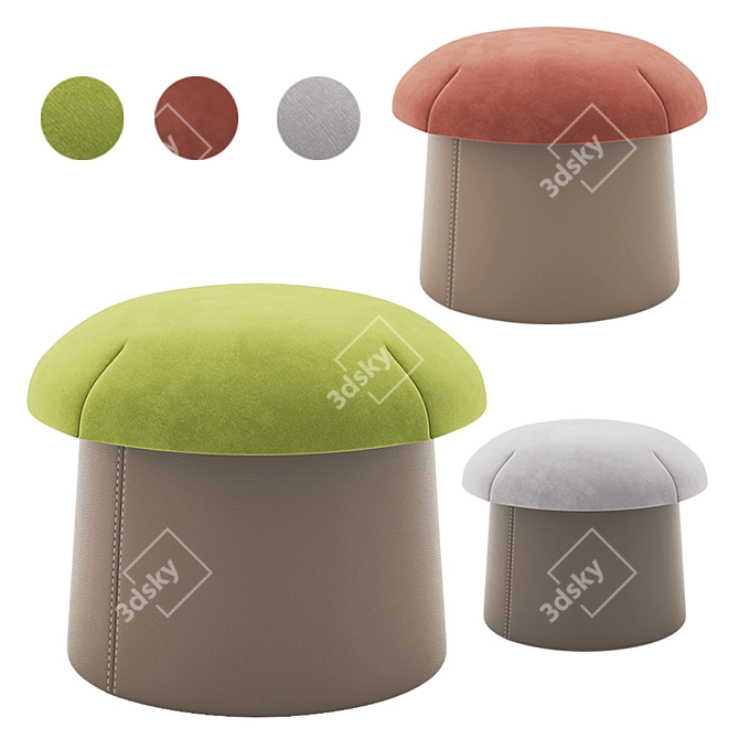 Kids Fun Mushroom Poufs 3D model image 1