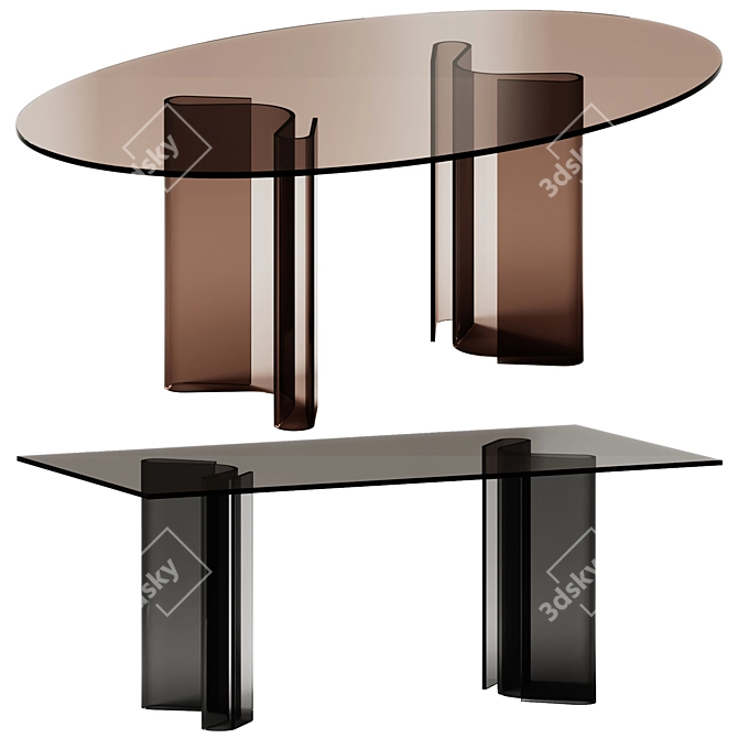 Modern Fiam Italia Glass Tables 3D model image 1