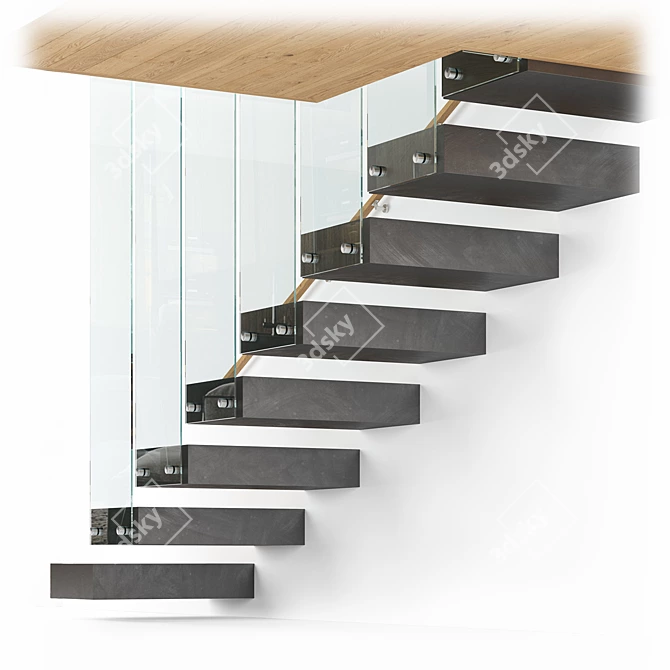 Contemporary Interior Stair Set 11 3D model image 3