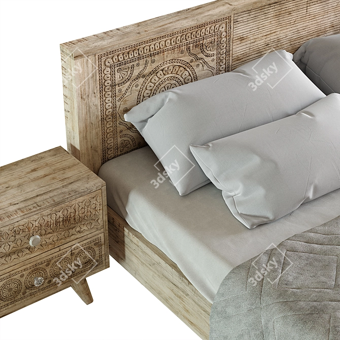 Puro Mango Wood Bed by Kare 3D model image 2