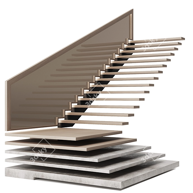 Modern Style Staircase for Interiors 3D model image 1