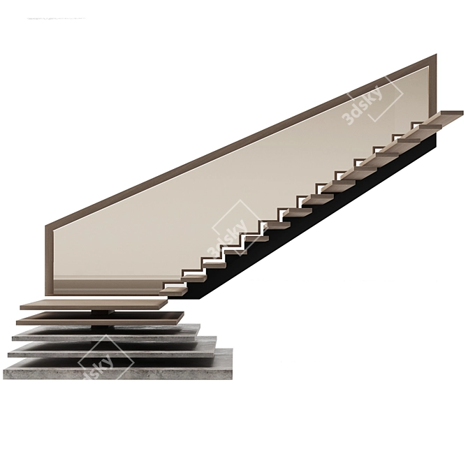 Modern Style Staircase for Interiors 3D model image 3