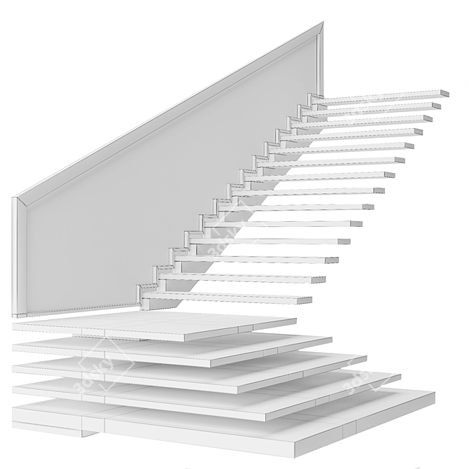 Modern Style Staircase for Interiors 3D model image 4