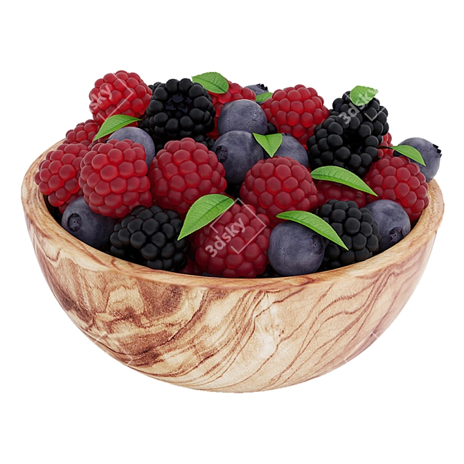 Assorted Berry Bowls Collection 3D model image 2