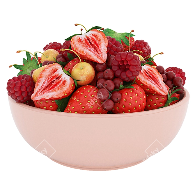 Assorted Berry Bowls Collection 3D model image 4