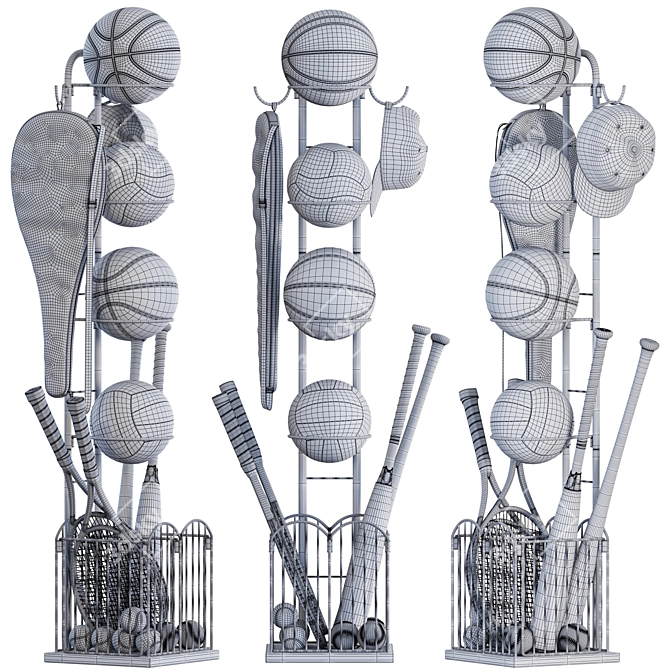 Sport Set Organizer Equipment Storage 3D model image 5