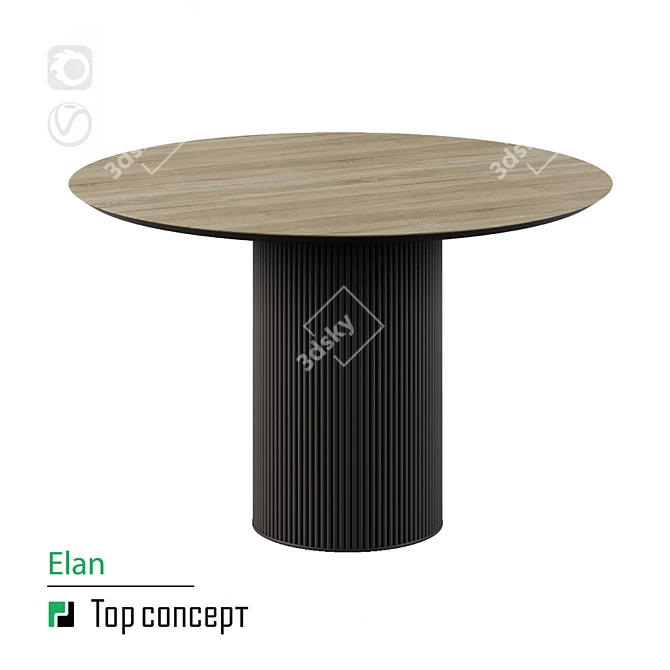 Elan Round Dining Table 3D model image 1