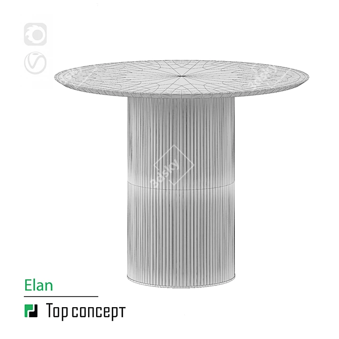 Elan Round Dining Table 3D model image 4