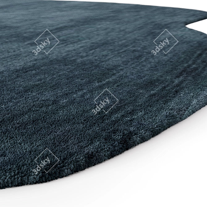 Organic Peacock Blue Wool Rug 3D model image 2