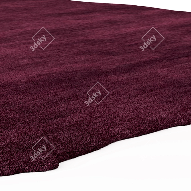 Burgundy Red Organic Wool Rug 3D model image 2