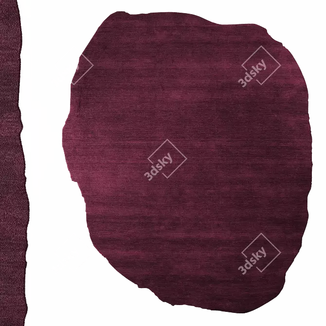 Burgundy Red Organic Wool Rug 3D model image 7