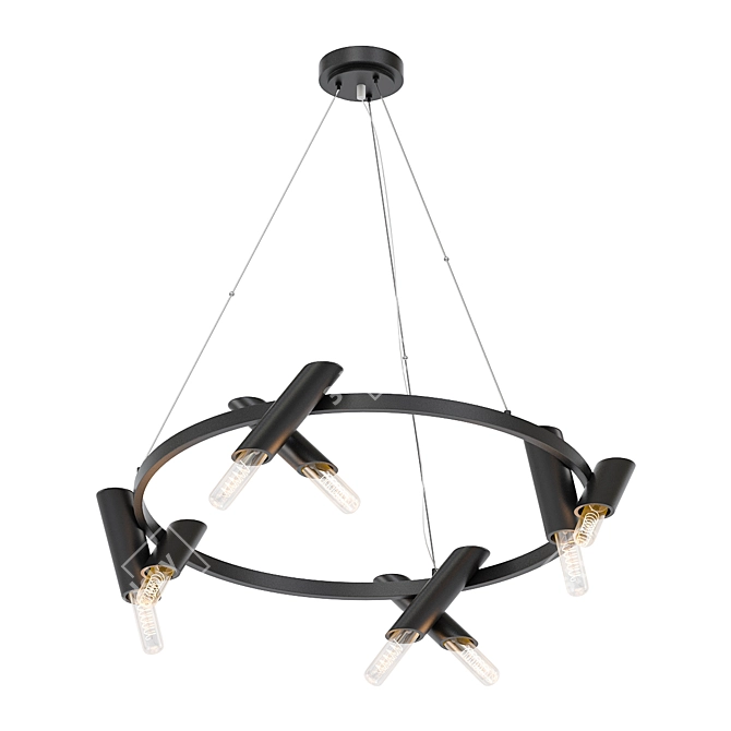 Rustic Industrial Chandelier 3D model image 2