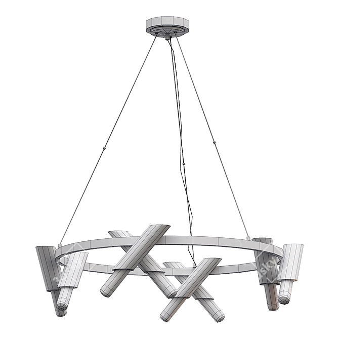 Rustic Industrial Chandelier 3D model image 3