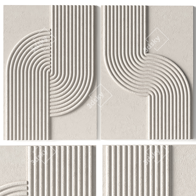 Stone Relief Artwork Decor Panel 3D model image 1