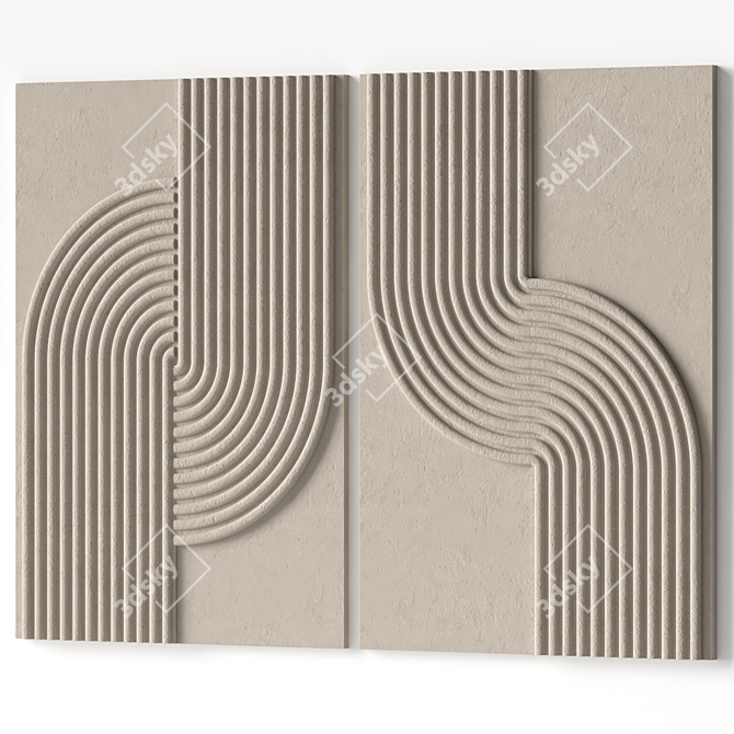 Stone Relief Artwork Decor Panel 3D model image 4