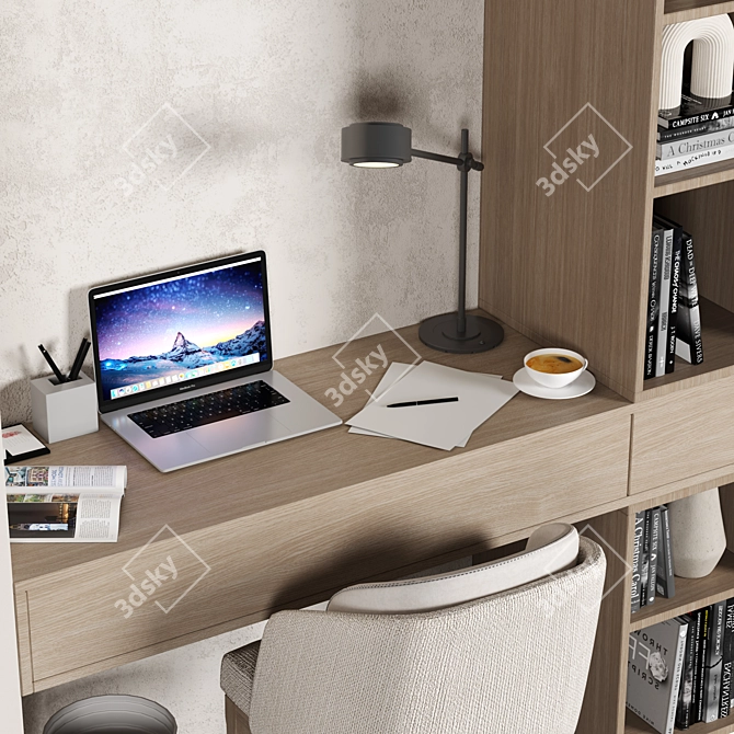 Modern Office Desk Set 015 3D model image 3