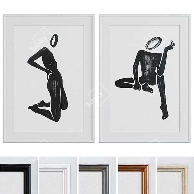 Modern Silhouette Picture Frame Set 3D model image 1