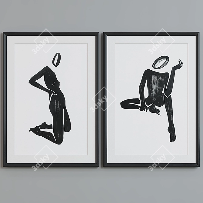 Modern Silhouette Picture Frame Set 3D model image 2