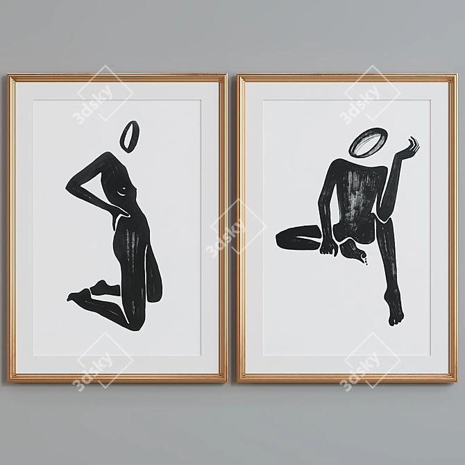 Modern Silhouette Picture Frame Set 3D model image 3