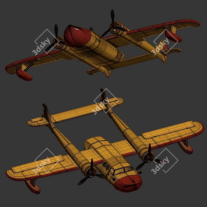 Vintage-inspired Conwing L-16 Aircraft 3D model image 4