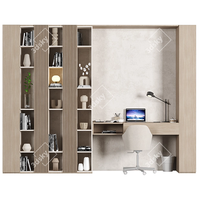 Modern Home Office Desk Set 3D model image 2