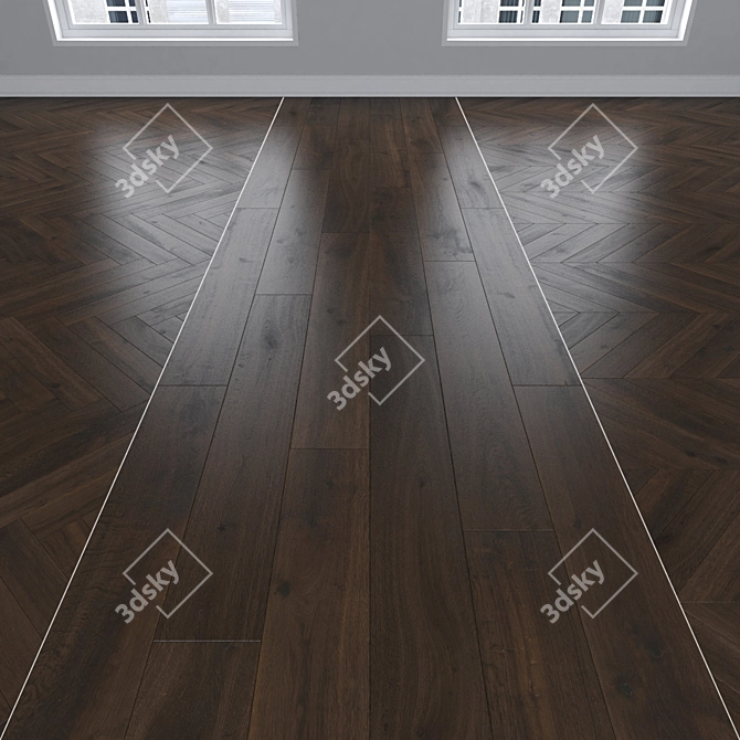 Oak Parquet Flooring Trio 3D model image 1