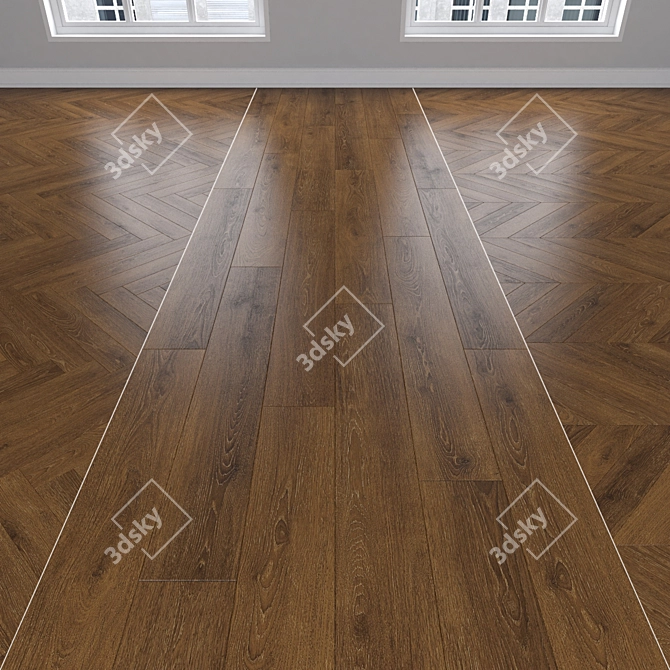 Oak Parquet Flooring Kit 3D model image 1