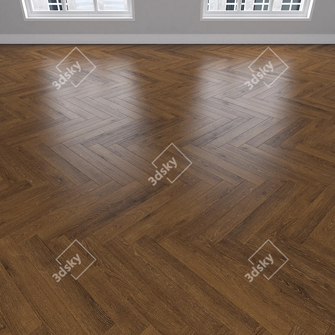 Oak Parquet Flooring Kit 3D model image 3