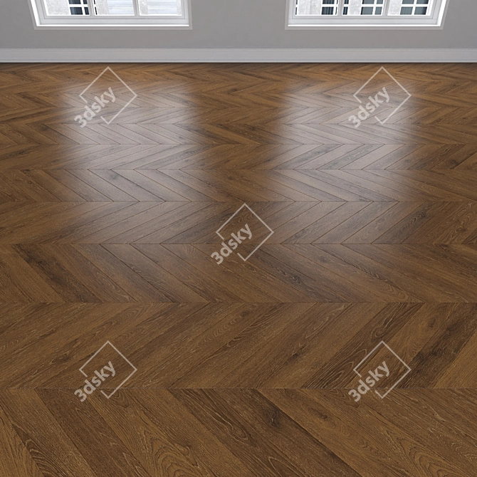 Oak Parquet Flooring Kit 3D model image 4