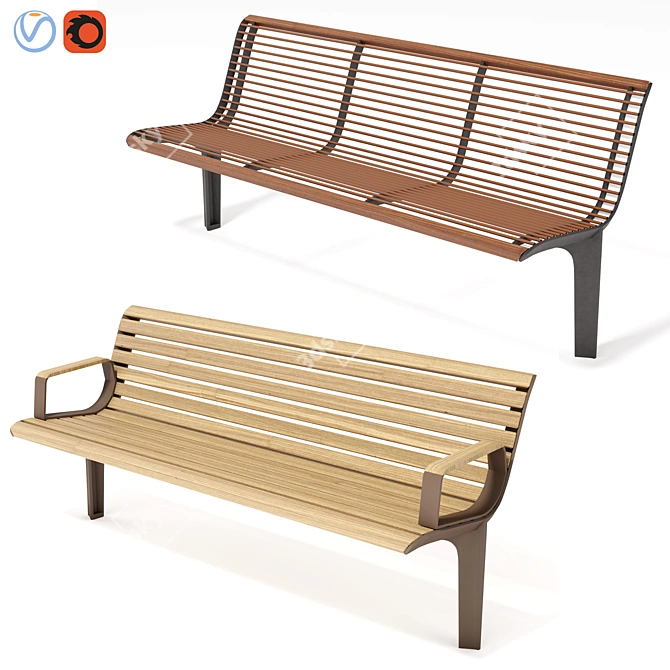 Emau Solo Park Benches 3D model image 1