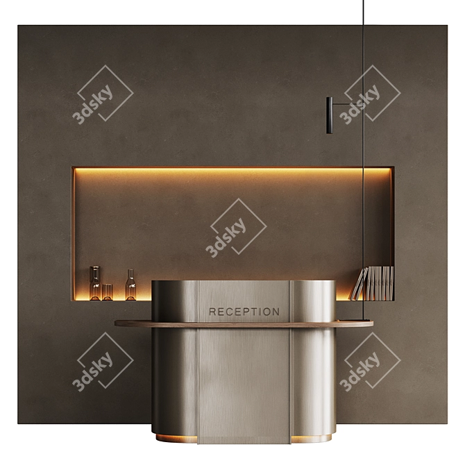 Metal Minimalist Reception Desk Set 3D model image 1