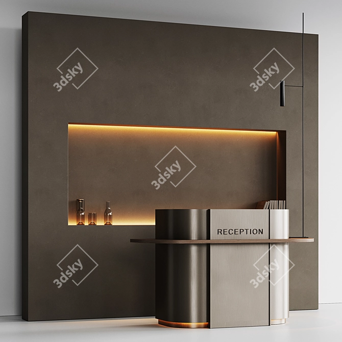 Metal Minimalist Reception Desk Set 3D model image 2