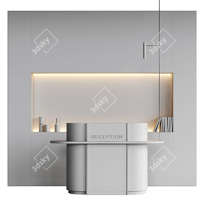 Metal Minimalist Reception Desk Set 3D model image 4